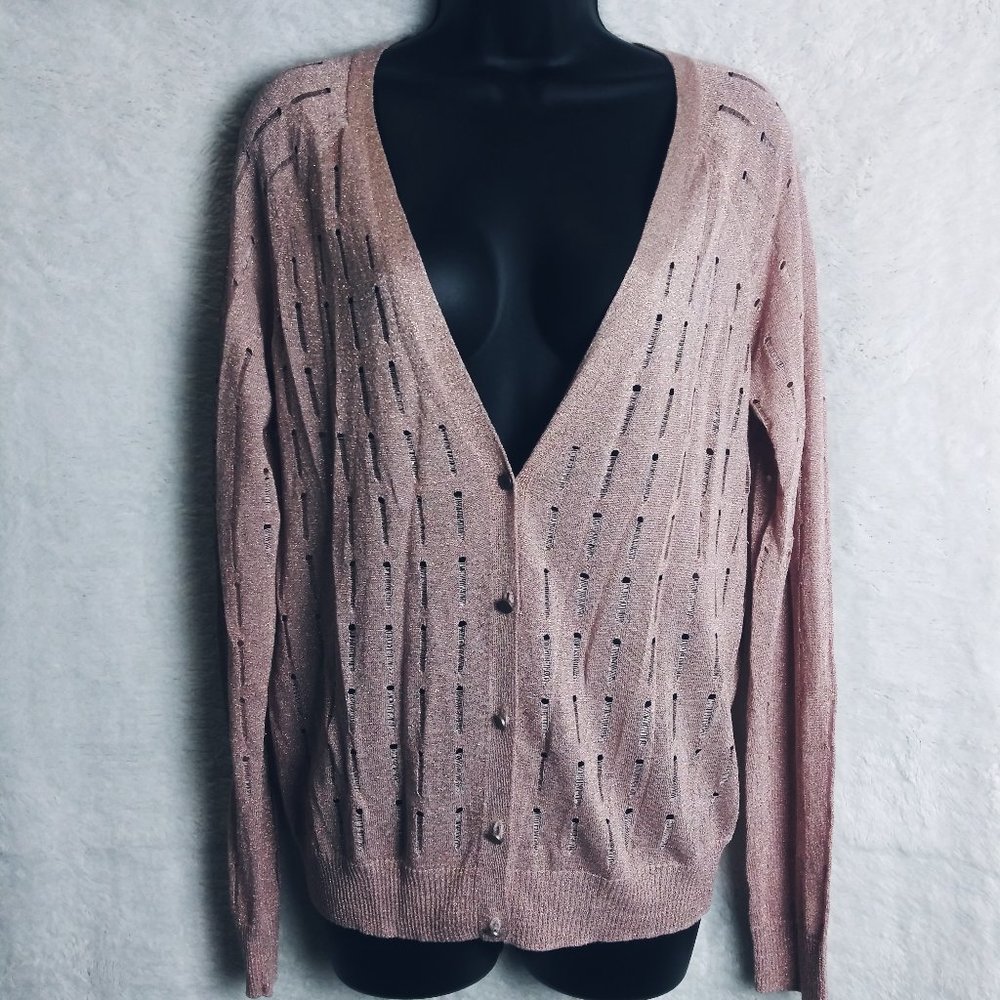 SOLD!!! GAP Sheer Metallic Cardigan Women's Size XL - Picture 3 of 15